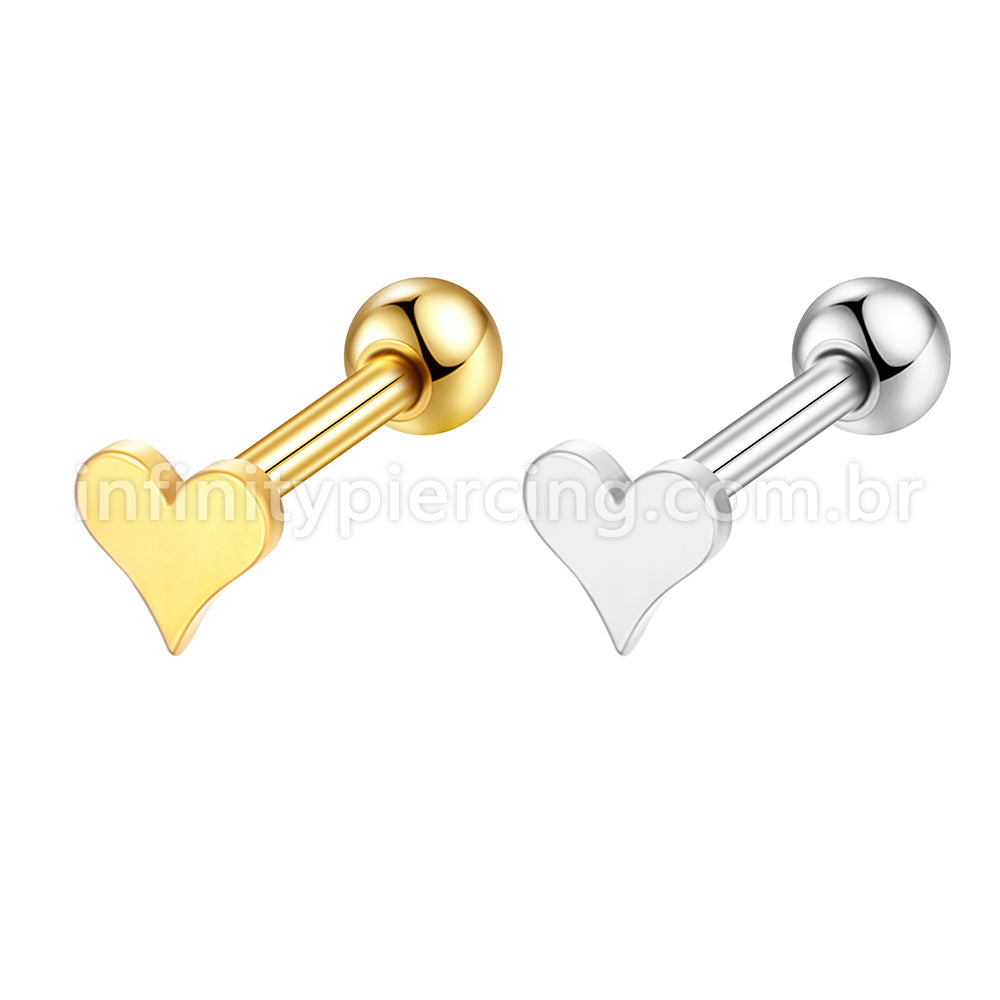 Piercing Minibarbell Aço Cirúrgico Coração Liso